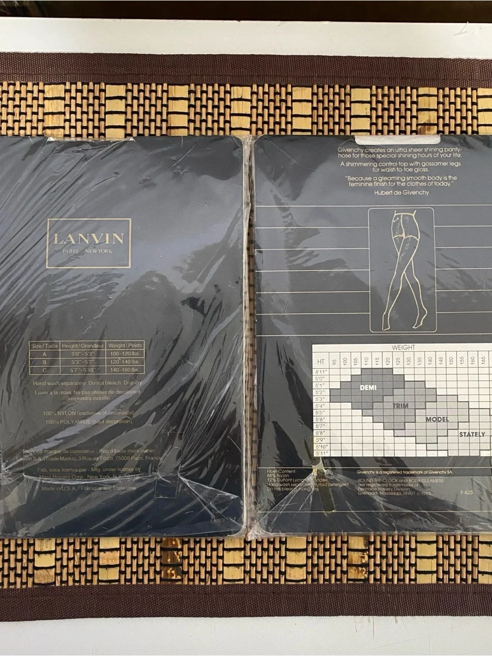 Vintage Lanvin Givenchy Pantyhose Lot Ultra Sheer Size A Demi